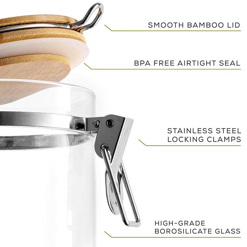 900ml Borosilicate Glass Storage Jar with Bamboo Lid