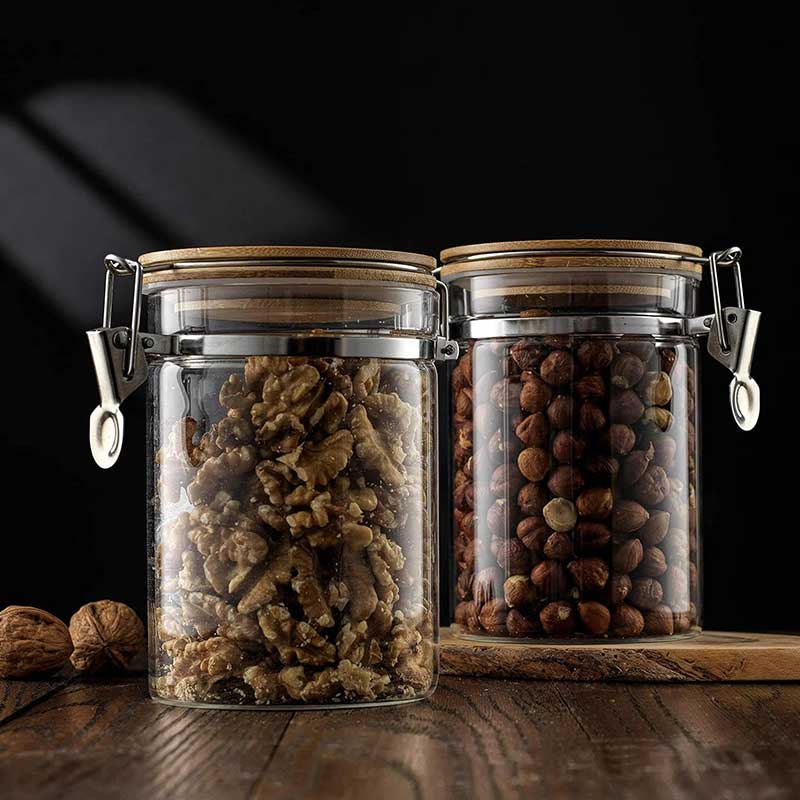 900ml Borosilicate Glass Storage Jar with Bamboo Lid