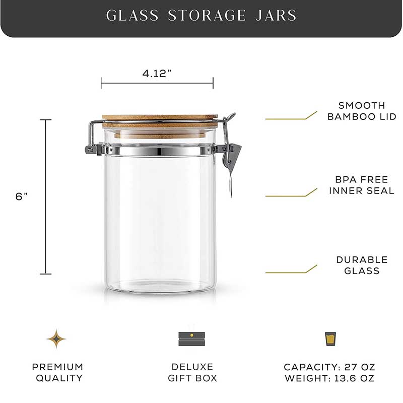 900ml Borosilicate Glass Storage Jar with Bamboo Lid