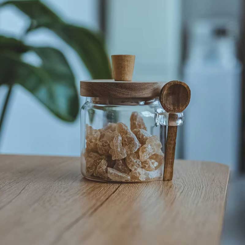 900ml Glass Storage Jar with Wooden Lid & Spoon