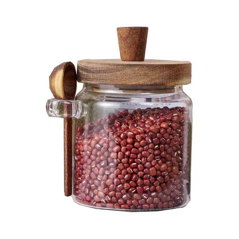 900ml Glass Storage Jar with Wooden Lid & Spoon