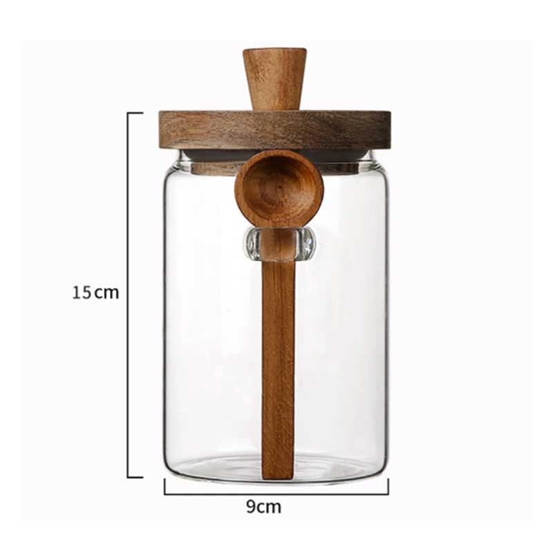 900ml Glass Storage Jar with Wooden Lid & Spoon