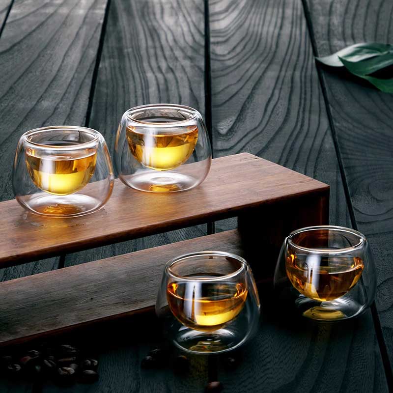 90ml Heat Resistant Double Wall Glass Cup – High Borosilicate Glass for Tea & Espresso