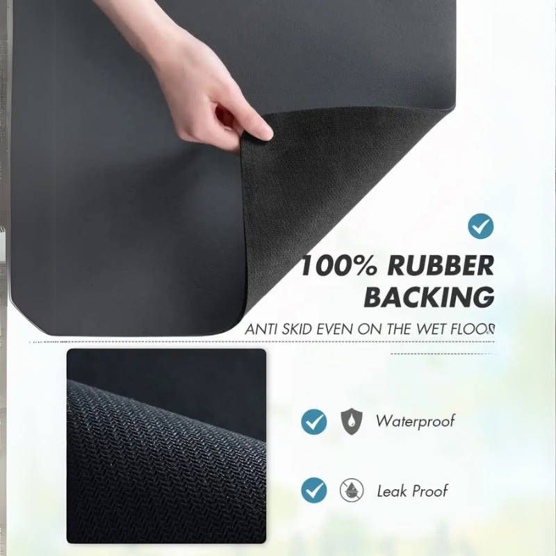 Absorbent Coffee Dish Drying Mat – 40×50cm Rubber Backed Kitchen Counter Mat with Hidden Stain Design