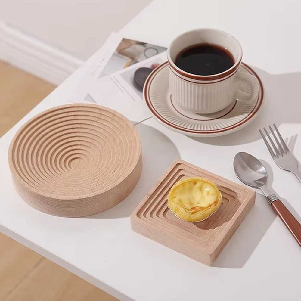 Acacia Wood Engraved Serving Tray Set