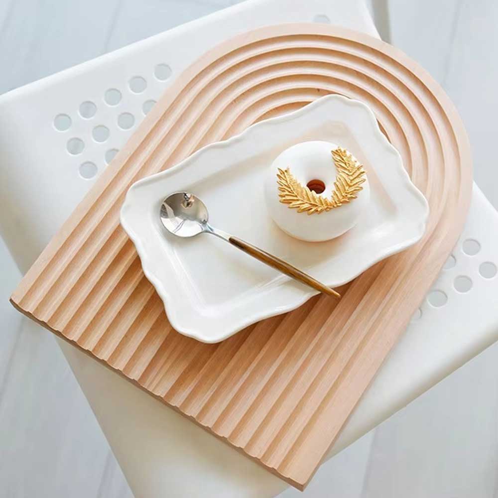 Acacia Wood Engraved Serving Tray Set