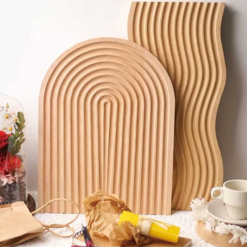 Acacia Wood Engraved Serving Tray Set