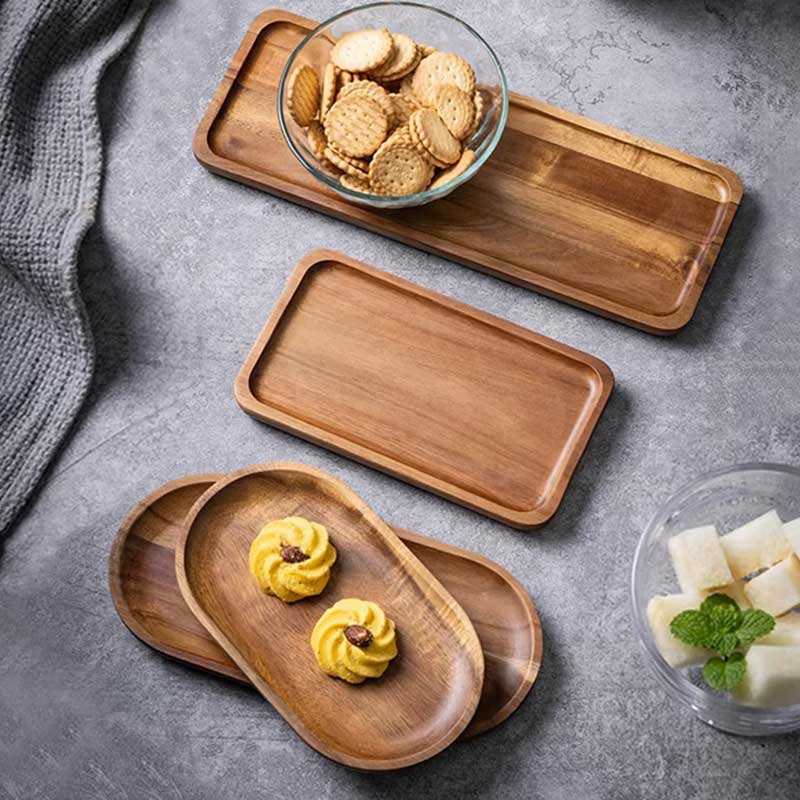 Acacia Wood Serving Tray for Tea, Dessert & Snacks