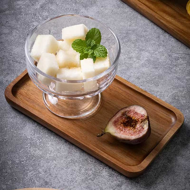 Acacia Wood Serving Tray for Tea, Dessert & Snacks
