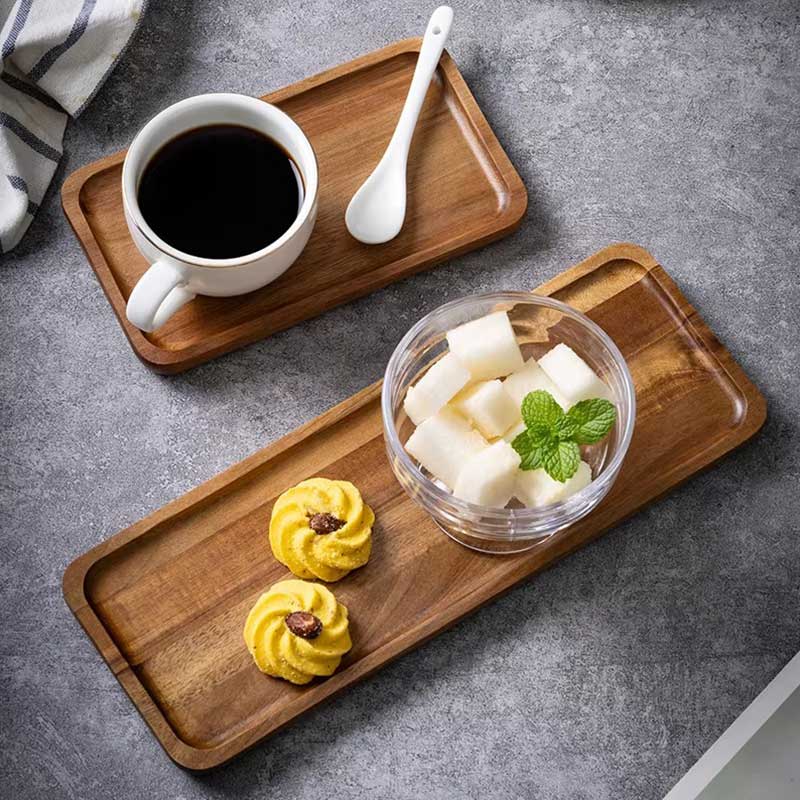 Acacia Wood Serving Tray for Tea, Dessert & Snacks