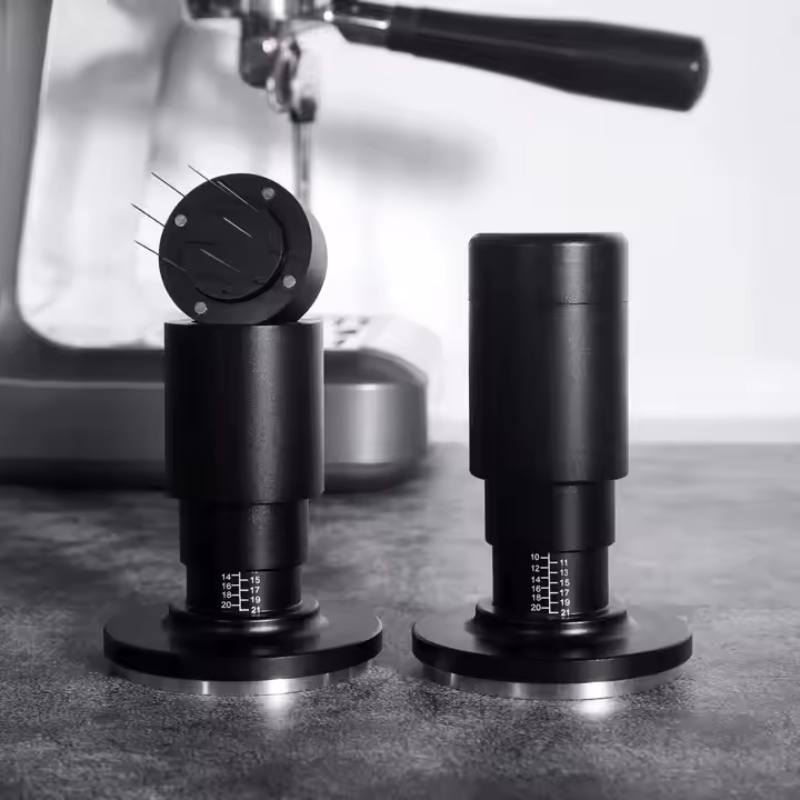 Adjustable Pressure Coffee Tamper – 2-in-1 Barista Tool with WDT Needle (51mm–58mm)