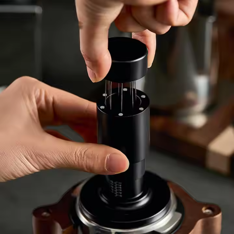 Adjustable Pressure Coffee Tamper – 2-in-1 Barista Tool with WDT Needle (51mm–58mm)