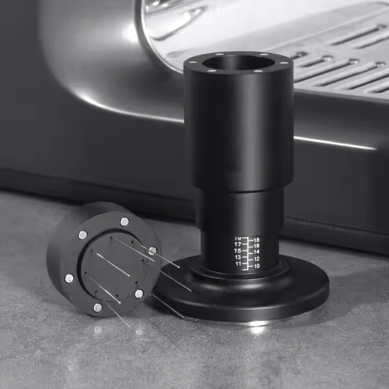 Adjustable Pressure Coffee Tamper – 2-in-1 Barista Tool with WDT Needle (51mm–58mm)