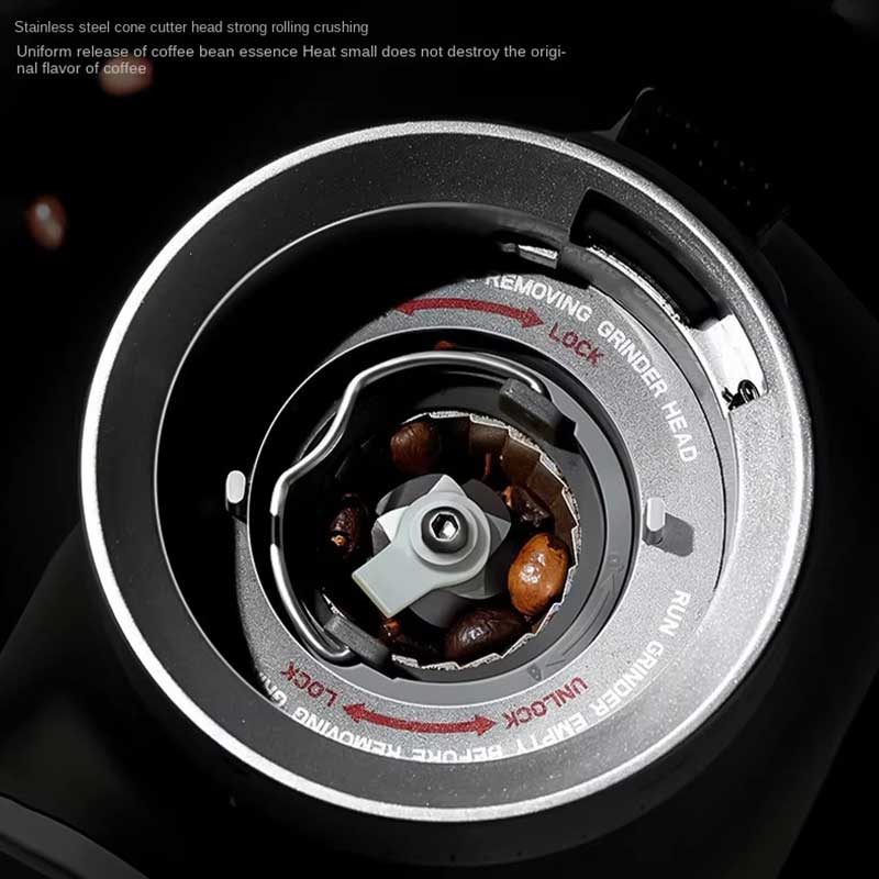 Italian Stainless Steel Electric Coffee Grinder – Portable Conical Burr Design with Adjustable Grind Settings & Digital LED Panel