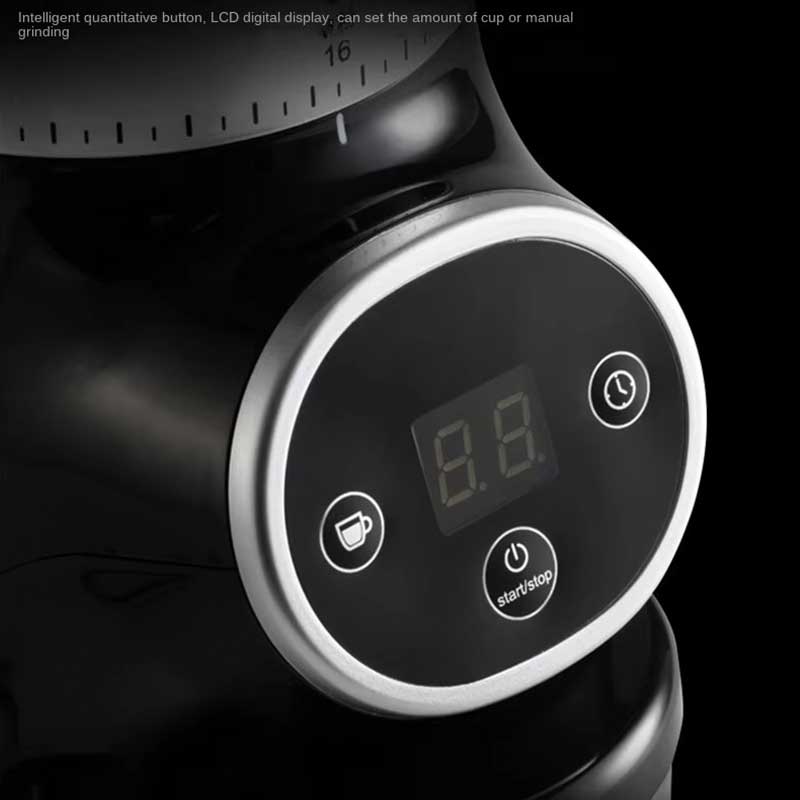 Italian Stainless Steel Electric Coffee Grinder – Portable Conical Burr Design with Adjustable Grind Settings & Digital LED Panel