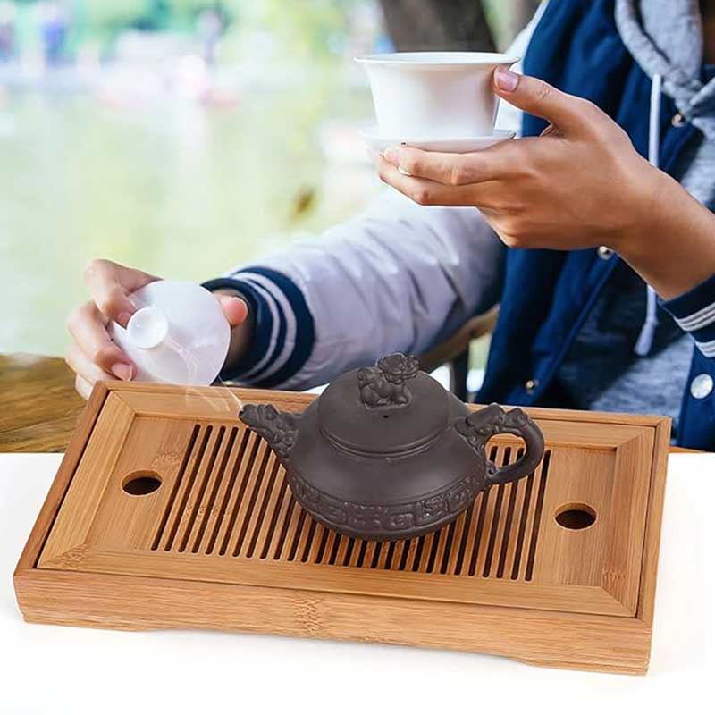 Bamboo Serving Tray for Tea, Coffee & Snacks
