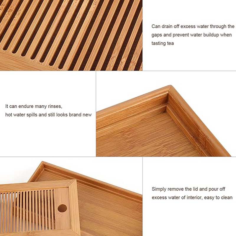 Bamboo Serving Tray for Tea, Coffee & Snacks