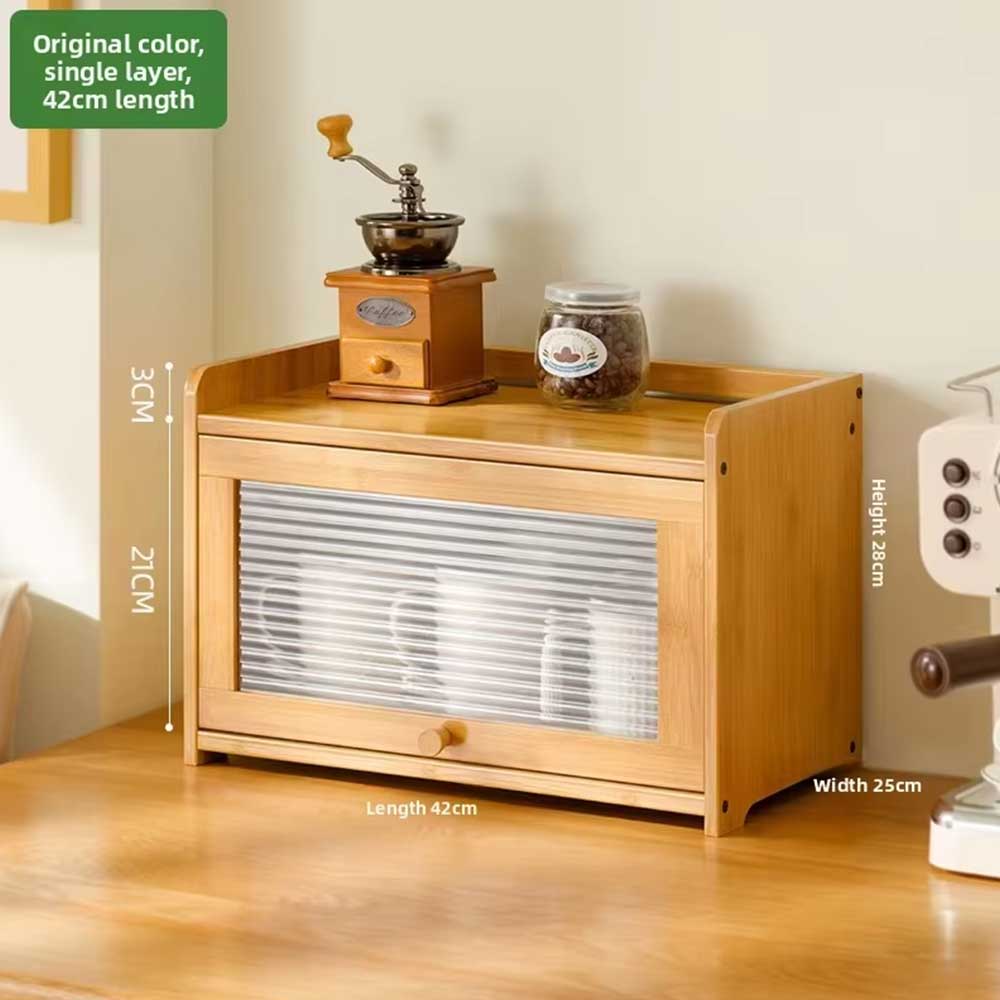 Black Multi-Layer Bamboo Storage Cabinet with Doors Coffee&Co.