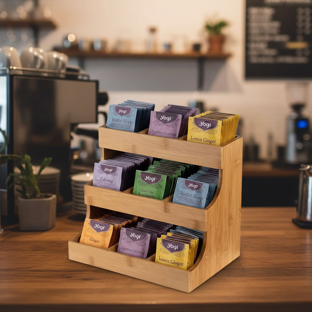 Bamboo Tea Bag Organizer with 3-Tier Storage Coffee&Co.