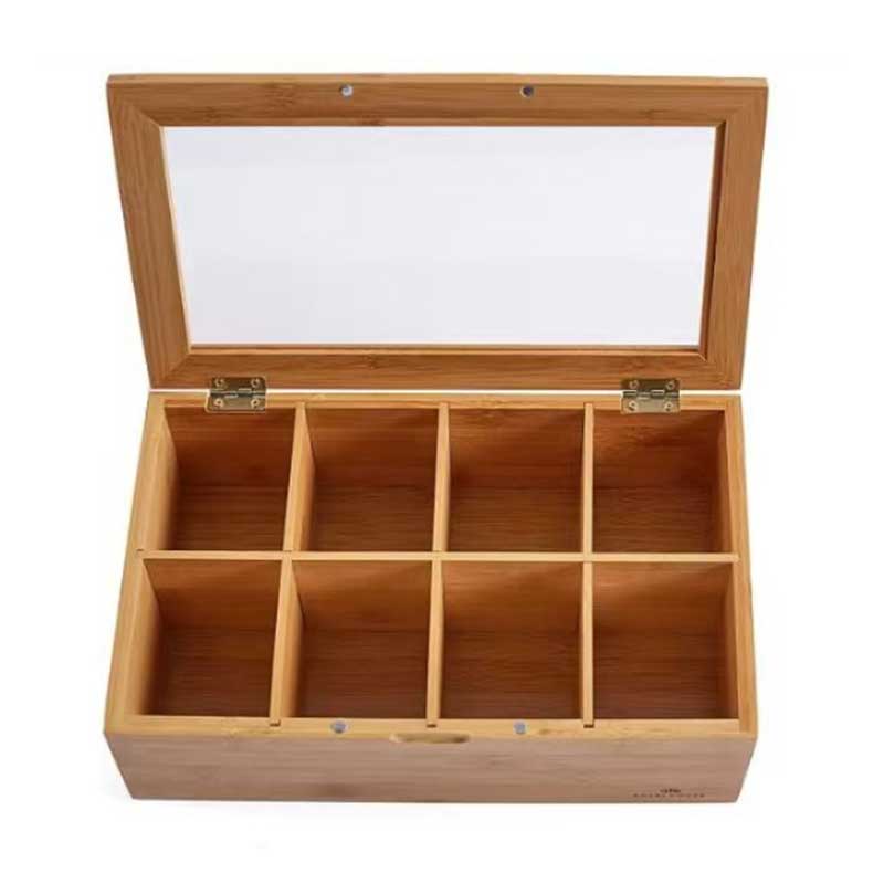 Bamboo Tea Box Organizer with 8 Compartments Coffee&Co.