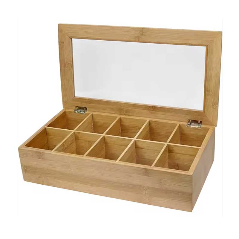 Bamboo Tea Box Organizer with 8 Compartments Coffee&Co.