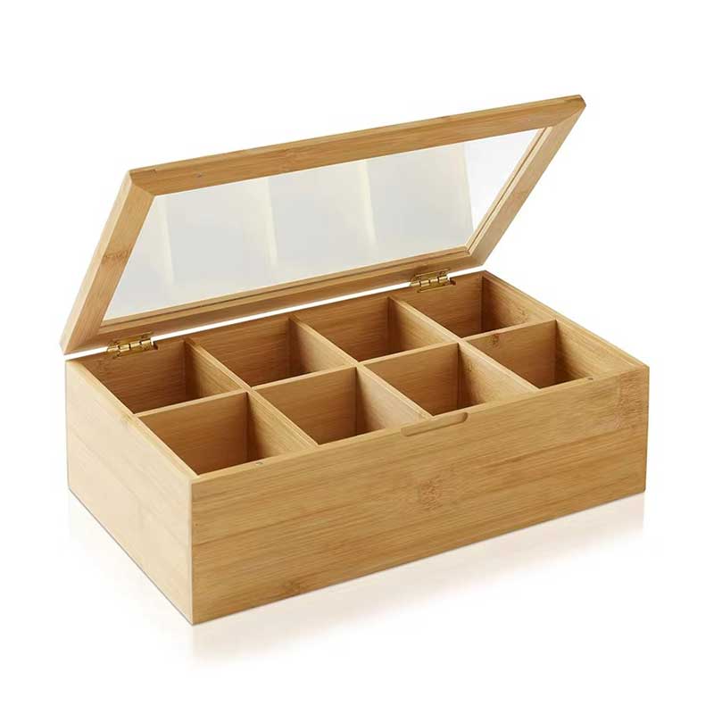Bamboo Tea Box Organizer with 8 Compartments Coffee&Co.