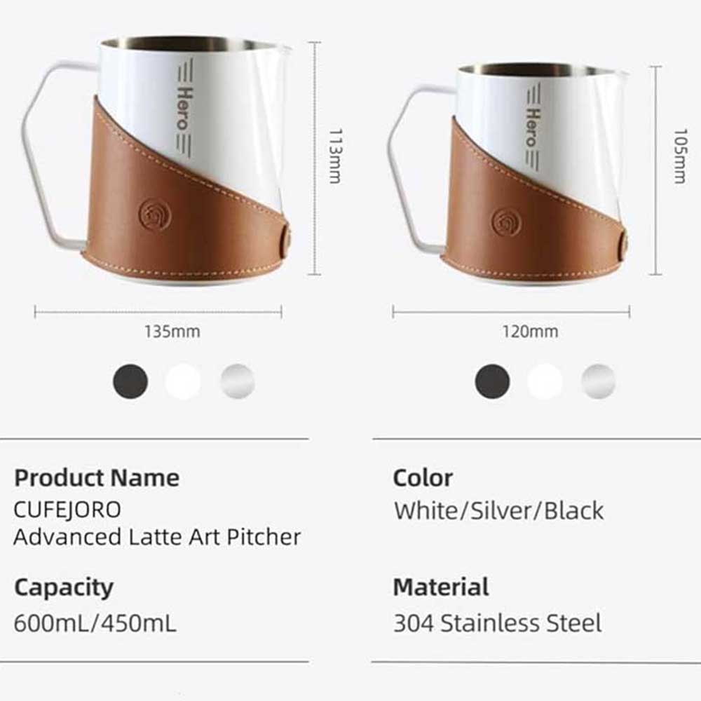 Milk Frothing Pitcher 450ml – Latte Art Jug Insulated Grip | ZeroHero