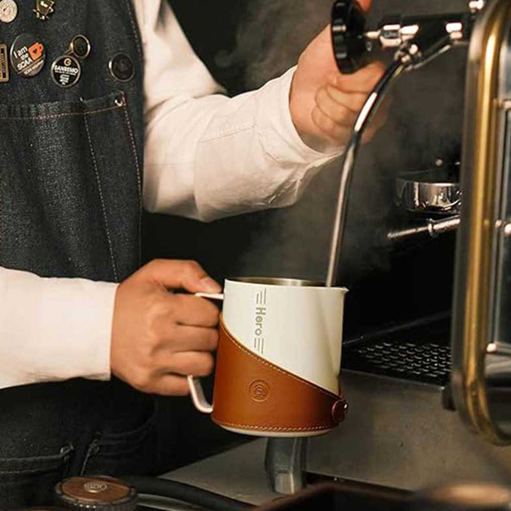 Milk Frothing Pitcher 450ml – Latte Art Jug Insulated Grip | ZeroHero