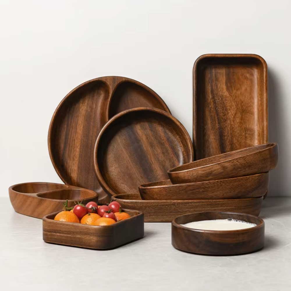 Black Walnut Square Serving Plate for Snacks & Coffee