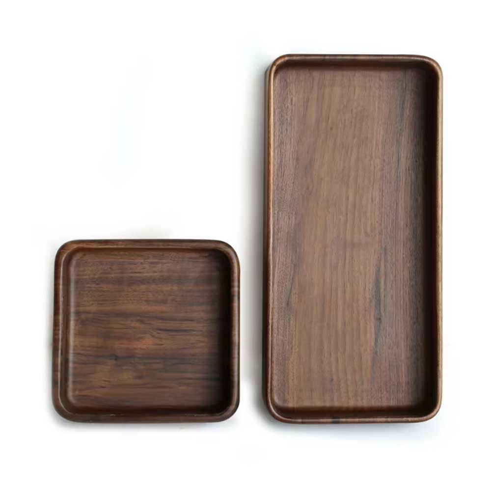 Black Walnut Square Serving Plate for Snacks & Coffee