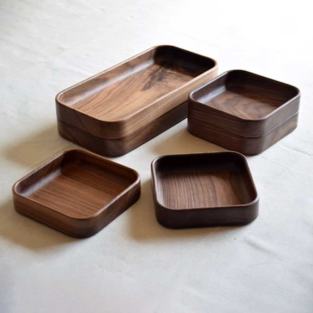 Black Walnut Square Serving Plate for Snacks & Coffee