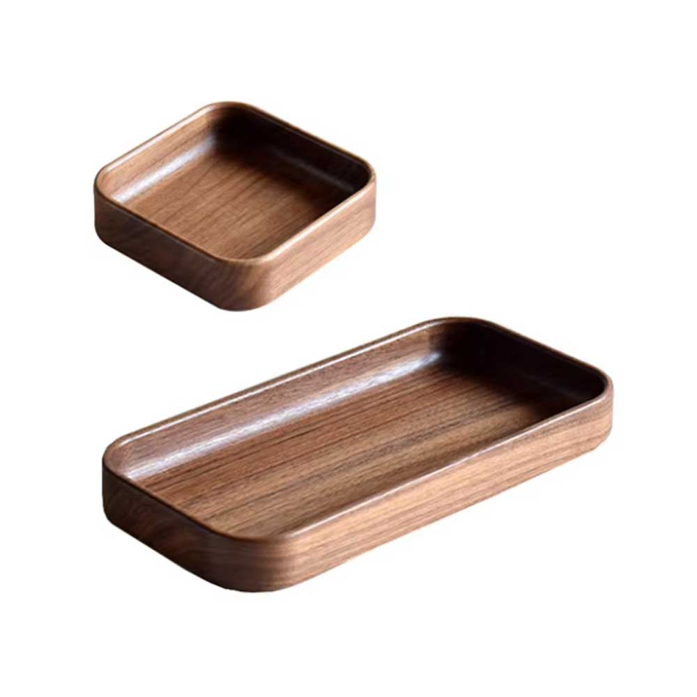 Black Walnut Square Serving Plate for Snacks & Coffee