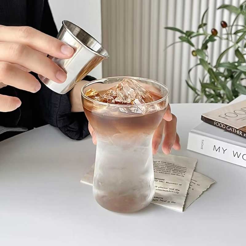 Blinkmax Embossed Glass Coffee Cup with Handle – Personalized Amber Mug for Milk, Tea, and Office Use