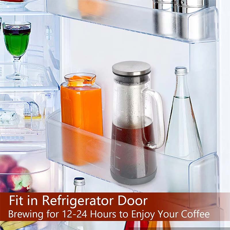Borosilicate Glass Cold Brew Coffee Maker Set – Durable Airtight Design with Stainless Steel Filter and Lid