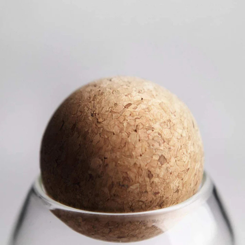 Borosilicate Glass Food Storage Jar - 800ml Cylinder Container with Wooden Ball Stopper