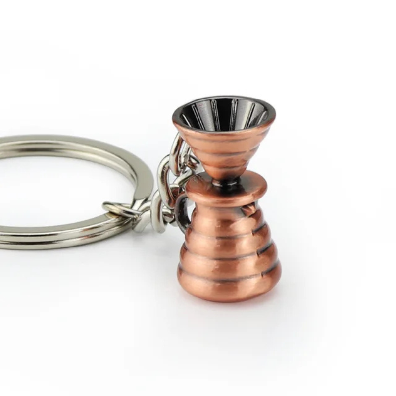 Bronze Coffee Dripper Keychain – Mini Pour Over Design for Coffee Lovers