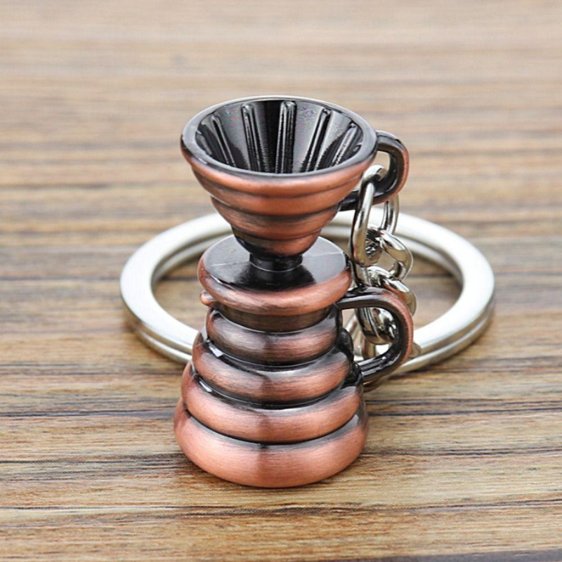 Bronze Coffee Dripper Keychain – Mini Pour Over Design for Coffee Lovers