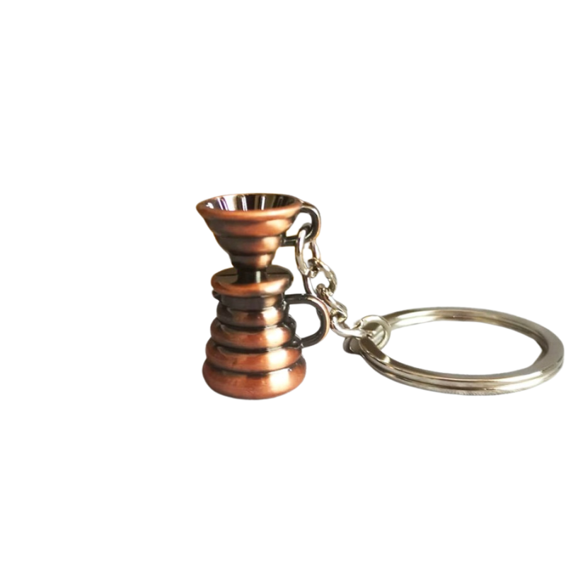 Bronze Coffee Dripper Keychain – Mini Pour Over Design for Coffee Lovers