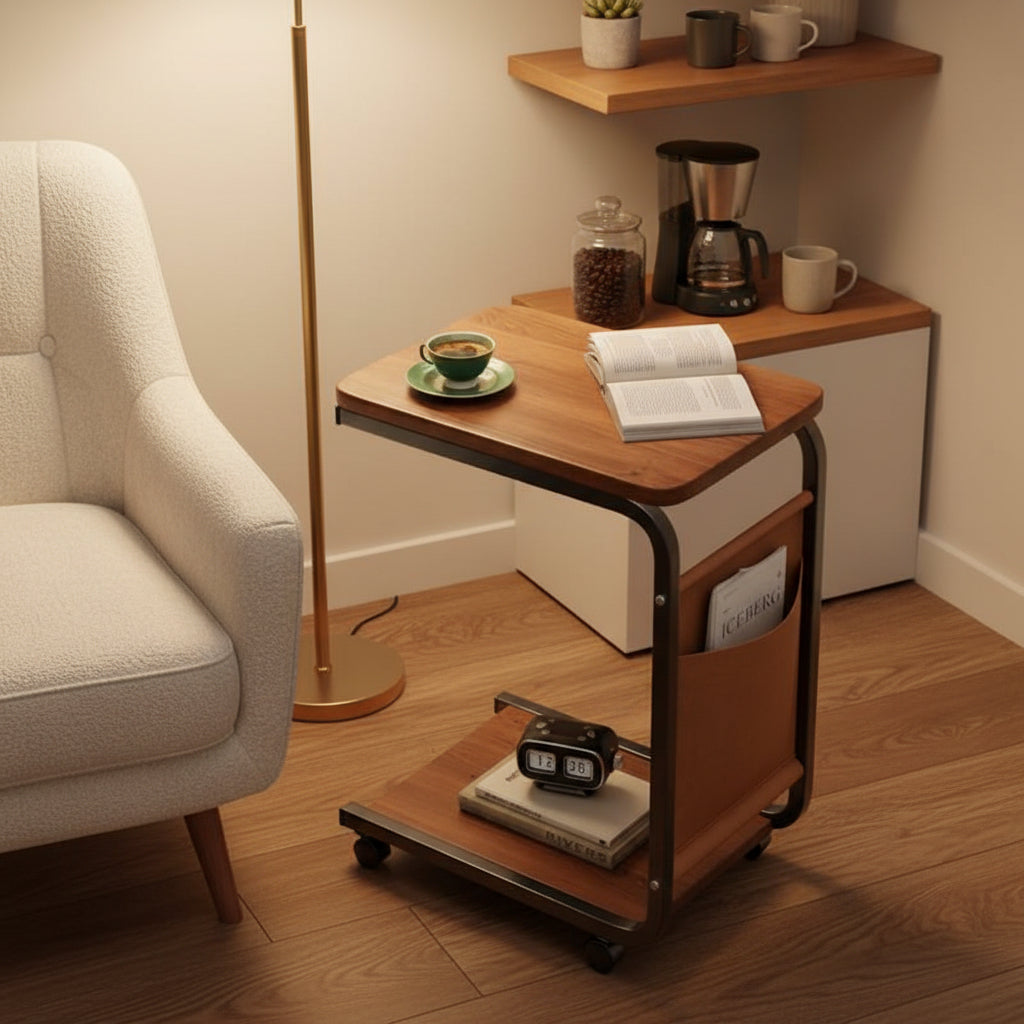 C-Shaped Sofa Table – Rolling Coffee & Laptop Side Table Coffee&Co.