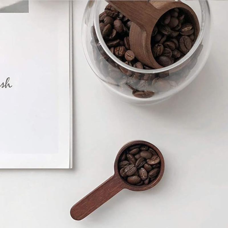 CISHNOU Wooden Coffee Scoop – Tablespoon Measuring Spoon for Ground Coffee, Tea, and Kitchen Use