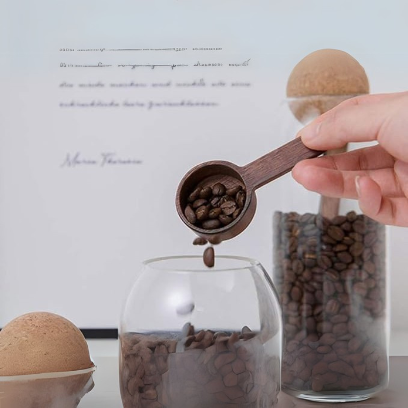 CISHNOU Wooden Coffee Scoop – Tablespoon Measuring Spoon for Ground Coffee, Tea, and Kitchen Use