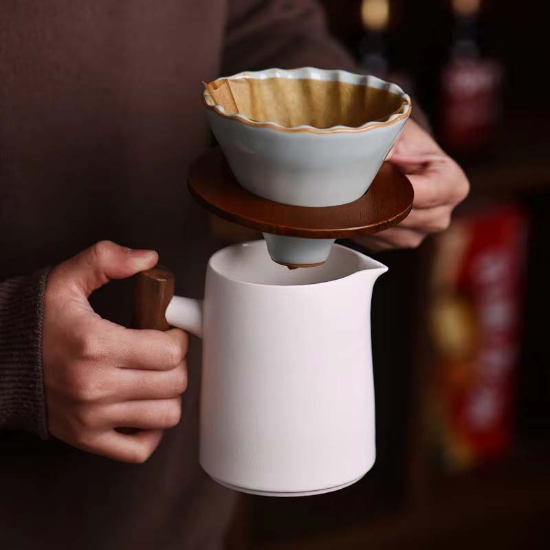 Ceramic Conical Coffee Filter Cup – Single Hole Hand-Brewed Dripper with Threaded Design