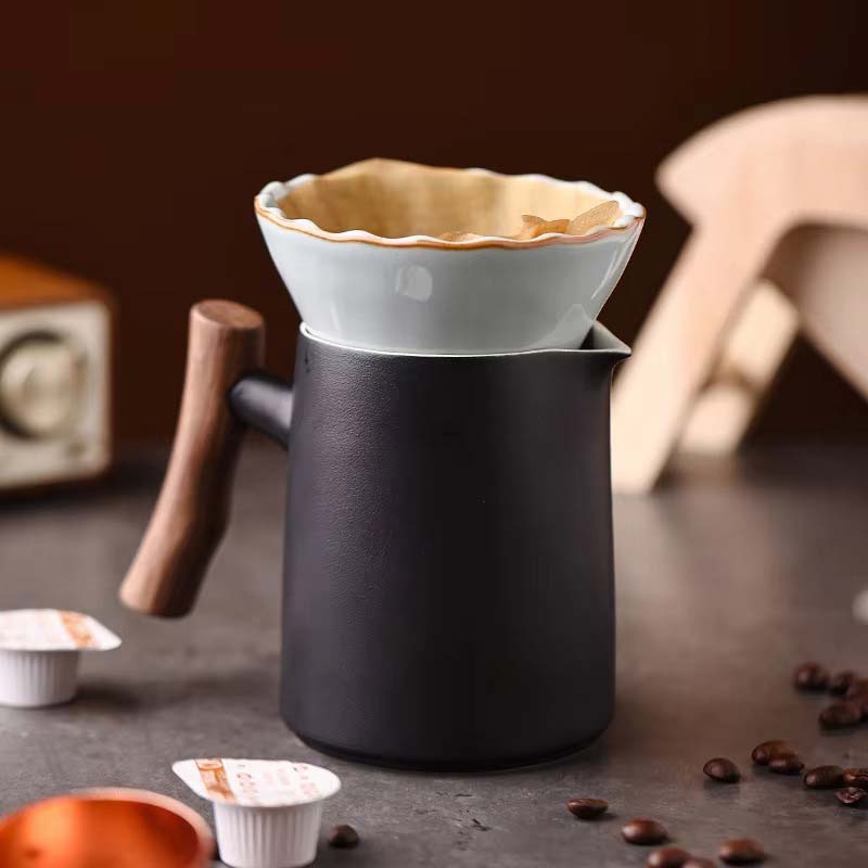 Ceramic Conical Coffee Filter Cup – Single Hole Hand-Brewed Dripper with Threaded Design
