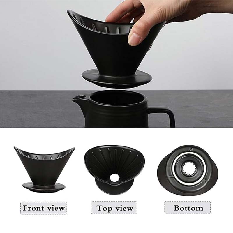 Ceramic Drip Coffee Maker – Black Coffee Filter Cup for Home, Hotel, or Office Use