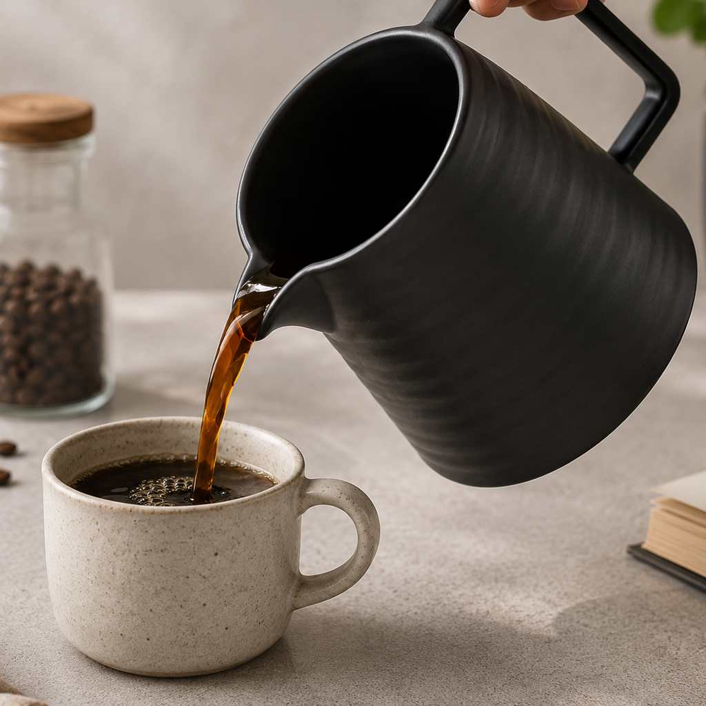 Ceramic V60 Pour Over Coffee Set | Coffee Dripper & Server - Black