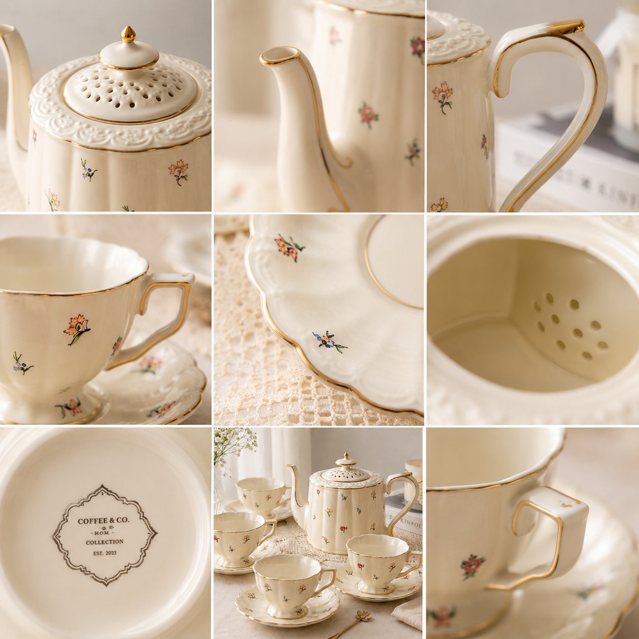 The English Tea Set – 1 Teapot, 4 Cups & 4 Saucers