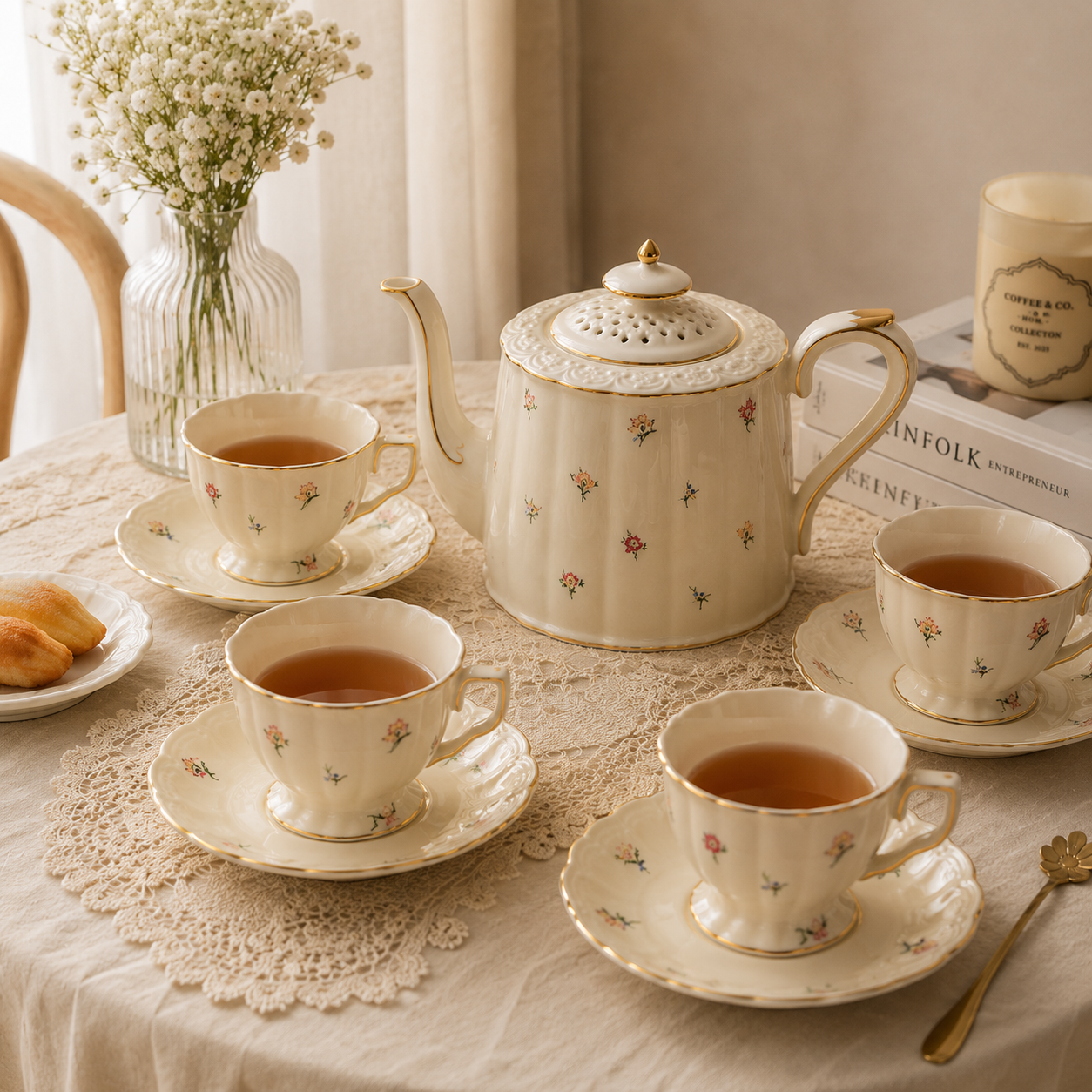 The English Tea Set – 1 Teapot, 4 Cups & 4 Saucers