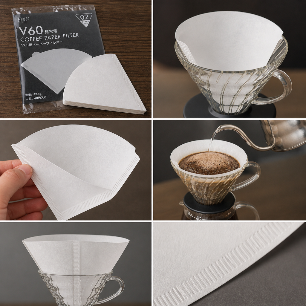 White V-Shaped Coffee Filters – Fits 2–4 Cup Drippers, Plastic or Ceramic Compatible
