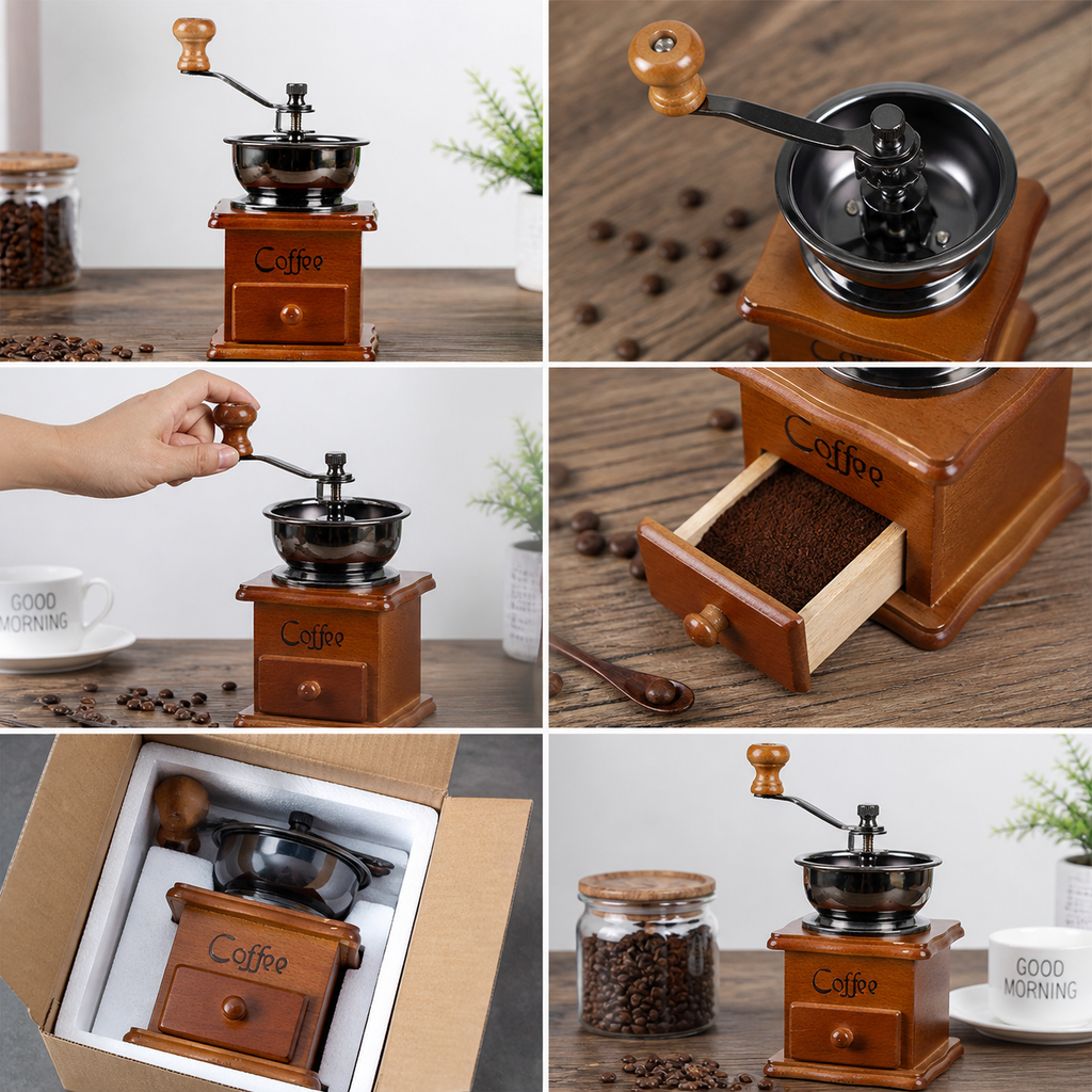 Manual Coffee Bean Grinder – Durable Hand Crank Coffee Grinding Equipment for Home Brewing