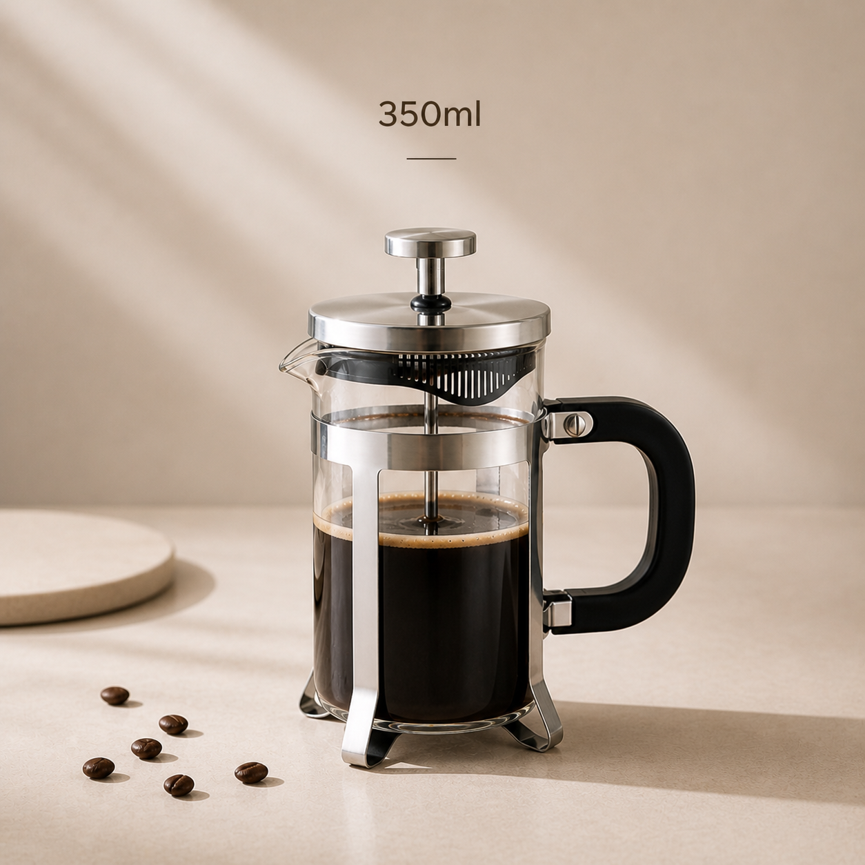 Premium Borosilicate Glass French Press Coffee Maker – Stainless Steel Filter | 350ml & 600ml
